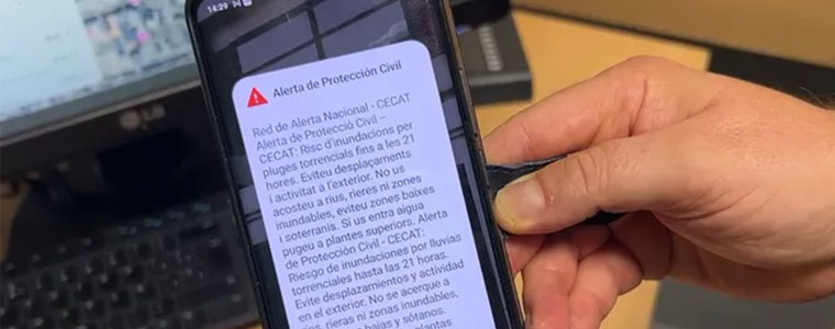 Prova del sistema d’alertes al mòbil de Protecció Civil el 16 de setembre